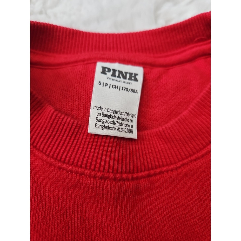 Vtg Style PINK Victoria's Secret Red Crewneck Sweater Sz S Indie Sleaze Y2K - Picture 5 of 12
